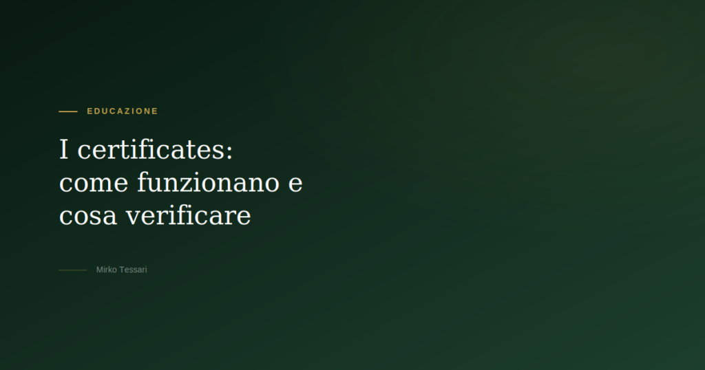 I certificates — Mirko Tessari